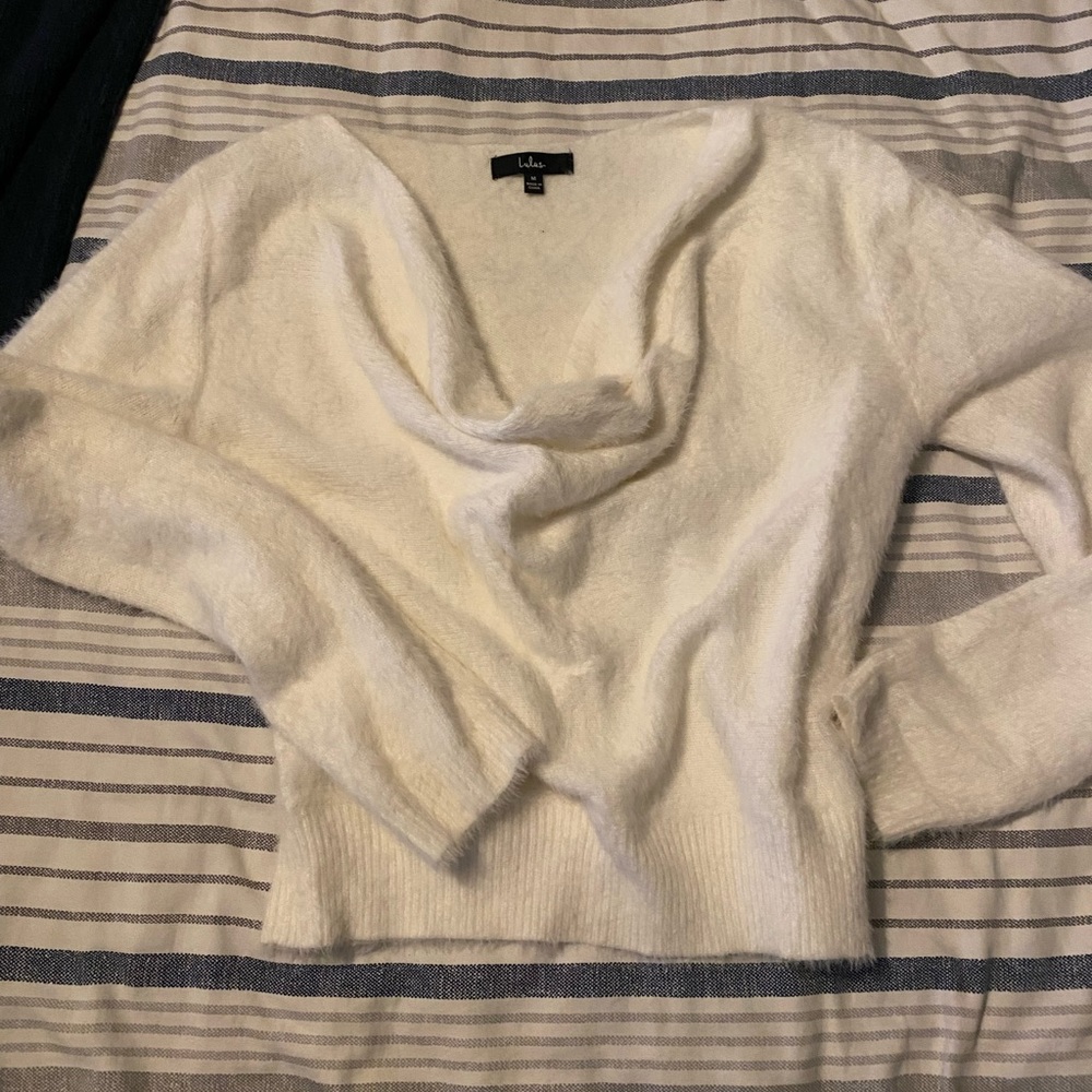Fuzzy off the shoulder sweater